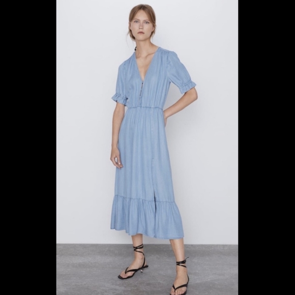 Zara Midi Chambray Dress - Picture 1 of 4